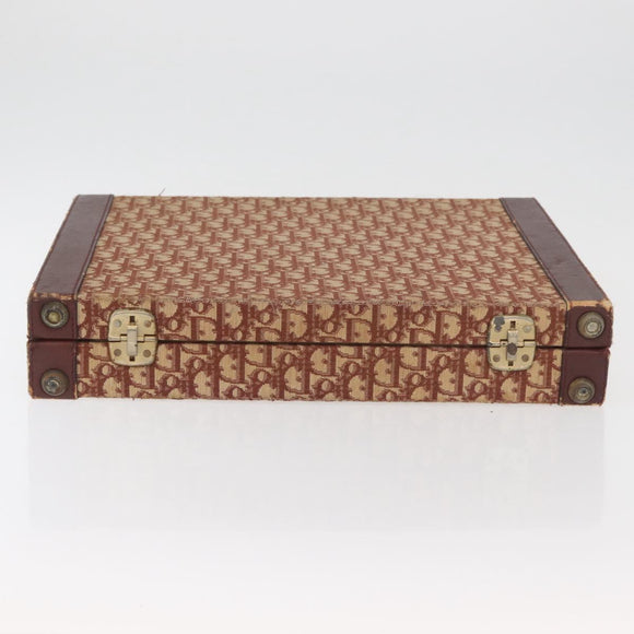 Christian Dior Trotter Canvas Trunk Red Gold Auth BAZ436