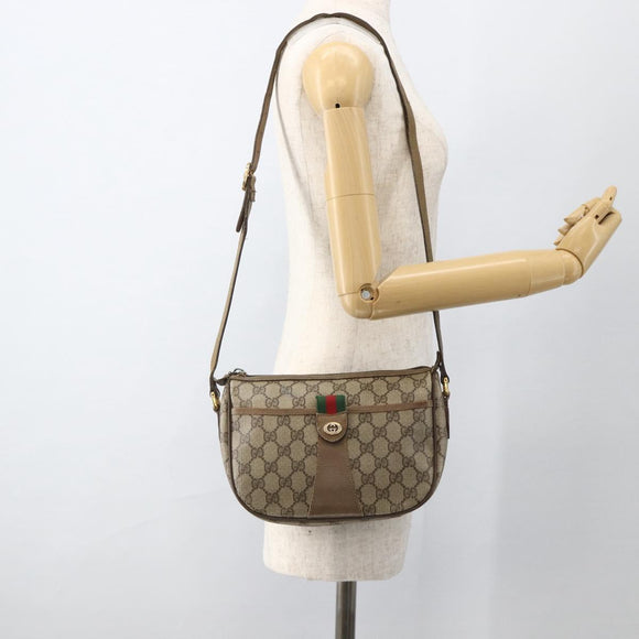 GUCCI GG Supreme Web Sherry Line Bag PVC Beige Gold 89 02 032 Auth BAZ440