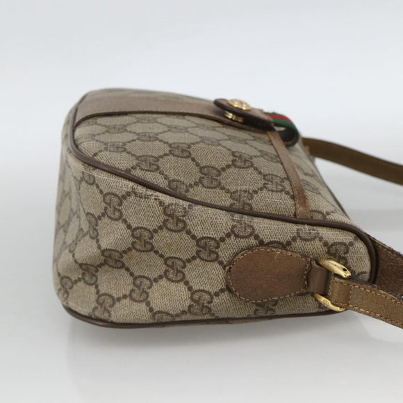 GUCCI GG Supreme Web Sherry Line Bag PVC Beige Gold 89 02 032 Auth BAZ440