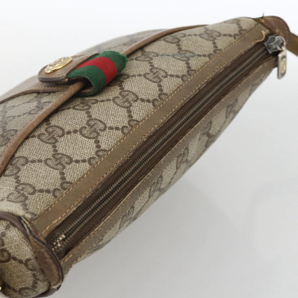 GUCCI GG Supreme Web Sherry Line Bag PVC Beige Gold 89 02 032 Auth BAZ440