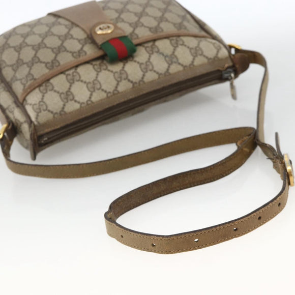 GUCCI GG Supreme Web Sherry Line Bag PVC Beige Gold 89 02 032 Auth BAZ440