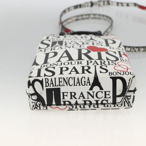 BALENCIAGA Shopping Phone Holder Umhängetasche Leder Weiß 593826 Auth BAZ443A