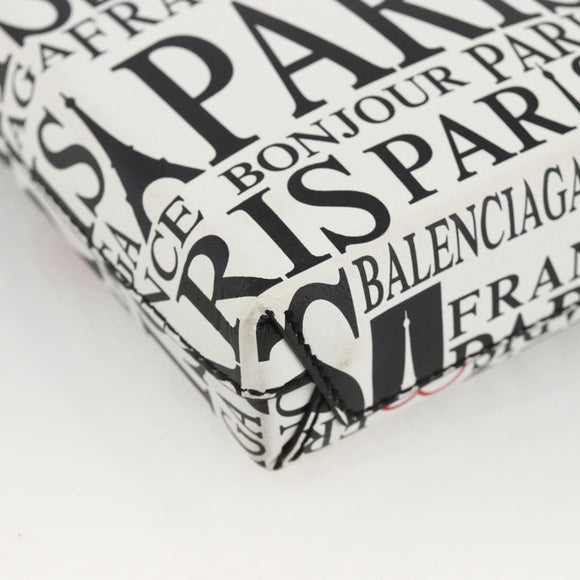BALENCIAGA Shopping Phone Holder Umhängetasche Leder Weiß 593826 Auth BAZ443A