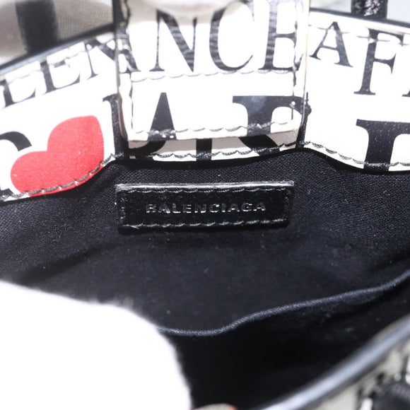 BALENCIAGA Shopping Phone Holder Umhängetasche Leder Weiß 593826 Auth BAZ443A