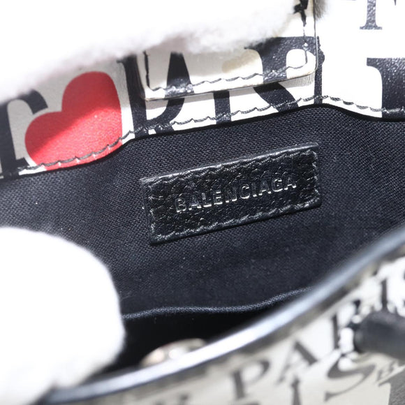 BALENCIAGA Shopping Phone Holder Umhängetasche Leder Weiß 593826 Auth BAZ443A