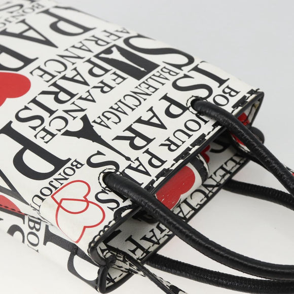 BALENCIAGA Shopping Phone Holder Umhängetasche Leder Weiß 593826 Auth BAZ443A
