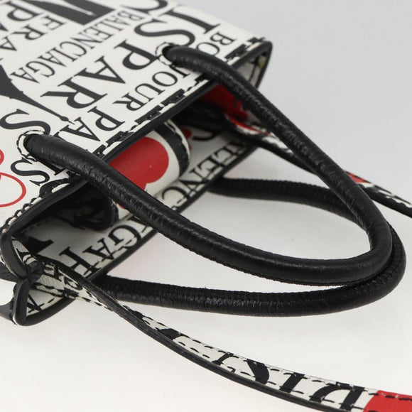BALENCIAGA Shopping Phone Holder Umhängetasche Leder Weiß 593826 Auth BAZ443A