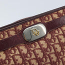Christian Dior Trotter Canvas Shoulder Bag Red Gold Auth BAZ444-14