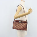 Christian Dior Trotter Canvas Shoulder Bag Red Gold Auth BAZ444-20