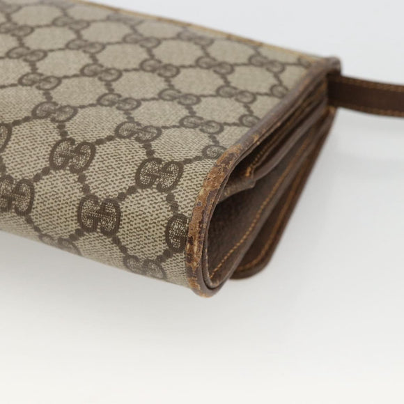 GUCCI GG Supreme Shoulder Bag PVC Beige Gold 904 02 050 Auth BAZ445