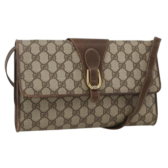 GUCCI GG Supreme Shoulder Bag PVC Beige Gold 904 02 050 Auth BAZ445