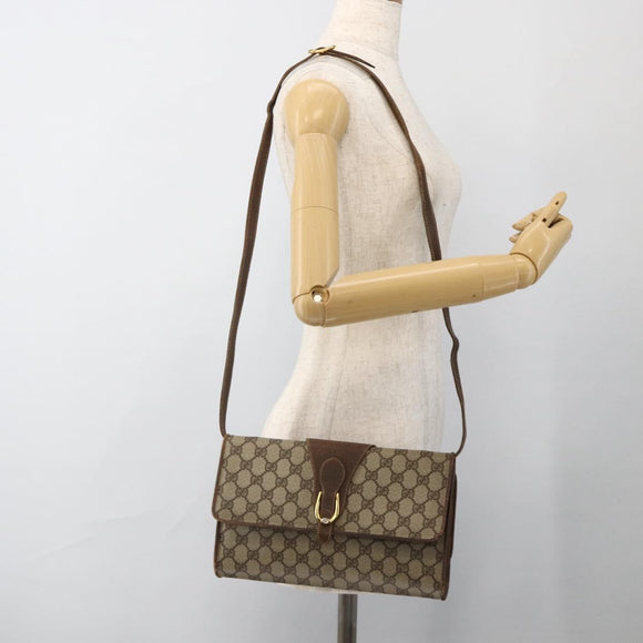 GUCCI GG Supreme Shoulder Bag PVC Beige Gold 904 02 050 Auth BAZ445