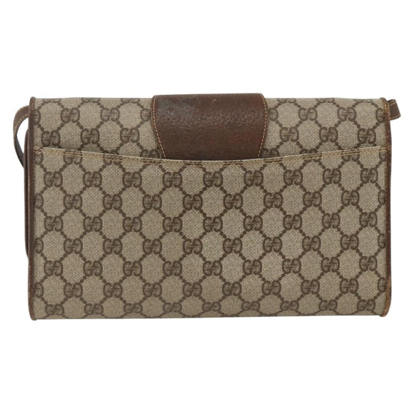 GUCCI GG Supreme Shoulder Bag PVC Beige Gold 904 02 050 Auth BAZ445