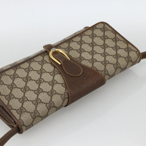 GUCCI GG Supreme Shoulder Bag PVC Beige Gold 904 02 050 Auth BAZ445