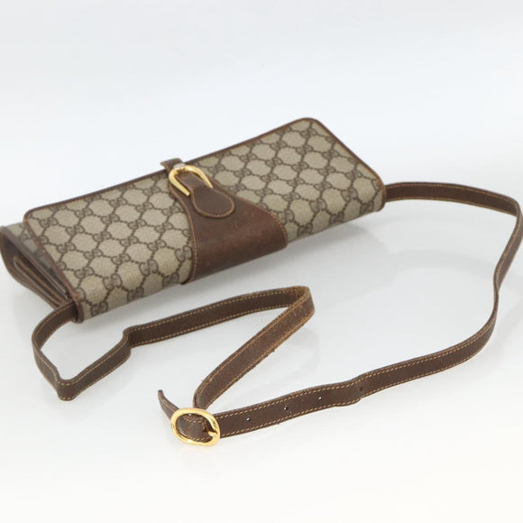 GUCCI GG Supreme Shoulder Bag PVC Beige Gold 904 02 050 Auth BAZ445