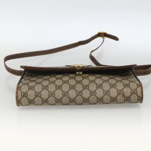 GUCCI GG Supreme Shoulder Bag PVC Beige Gold 904 02 050 Auth BAZ445