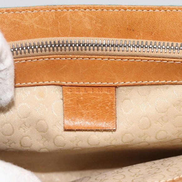 CELINE C Macadam Canvas Hand Bag Suede Turquoise Blue Silver Auth BAZ446