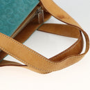 CELINE C Macadam Canvas Hand Bag Suede Turquoise Blue Silver Auth BAZ446-7