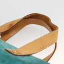 CELINE C Macadam Canvas Hand Bag Suede Turquoise Blue Silver Auth BAZ446-8