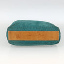 CELINE C Macadam Canvas Hand Bag Suede Turquoise Blue Silver Auth BAZ446-5