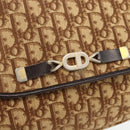 Christian Dior Trotter Canvas Shoulder Bag Beige Gold Auth BAZ447-14