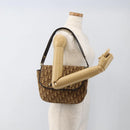 Christian Dior Trotter Canvas Shoulder Bag Beige Gold Auth BAZ447-21