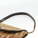 Christian Dior Trotter Canvas Shoulder Bag Beige Gold Auth BAZ447-8