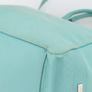 TIFFANY&Co. Hand Bag Canvas Leather 2way Turquoise Blue Silver Auth BAZ448-10