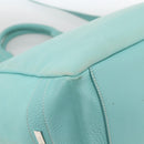 TIFFANY&Co. Hand Bag Canvas Leather 2way Turquoise Blue Silver Auth BAZ448-17
