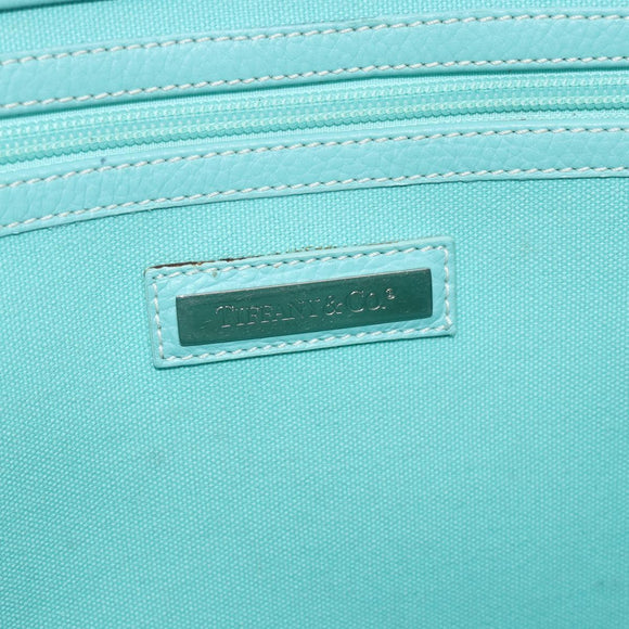 TIFFANY&Co. Hand Bag Canvas Leather 2way Turquoise Blue Silver Auth BAZ448