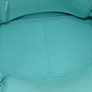 TIFFANY&Co. Hand Bag Canvas Leather 2way Turquoise Blue Silver Auth BAZ448-11