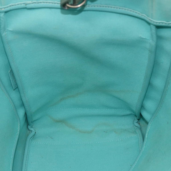TIFFANY&Co. Hand Bag Canvas Leather 2way Turquoise Blue Silver Auth BAZ448