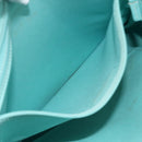 TIFFANY&Co. Hand Bag Canvas Leather 2way Turquoise Blue Silver Auth BAZ448-23