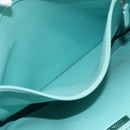 TIFFANY&Co. Hand Bag Canvas Leather 2way Turquoise Blue Silver Auth BAZ448-24
