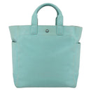 TIFFANY&Co. Hand Bag Canvas Leather 2way Turquoise Blue Silver Auth BAZ448-2