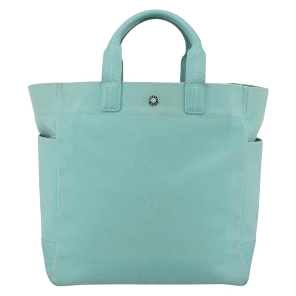 TIFFANY&Co. Hand Bag Canvas Leather 2way Turquoise Blue Silver Auth BAZ448
