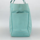 TIFFANY&Co. Hand Bag Canvas Leather 2way Turquoise Blue Silver Auth BAZ448-3