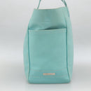 TIFFANY&Co. Hand Bag Canvas Leather 2way Turquoise Blue Silver Auth BAZ448-4