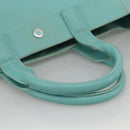 TIFFANY&Co. Hand Bag Canvas Leather 2way Turquoise Blue Silver Auth BAZ448-7