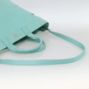 TIFFANY&Co. Hand Bag Canvas Leather 2way Turquoise Blue Silver Auth BAZ448-8