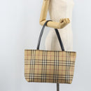 BURBERRY Nova Check Tote Bag PVC Leather Beige Silver Auth BAZ452-22