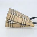 BURBERRY Nova Check Tote Bag PVC Leather Beige Silver Auth BAZ452-3