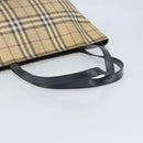 BURBERRY Nova Check Tote Bag PVC Leather Beige Silver Auth BAZ452-7