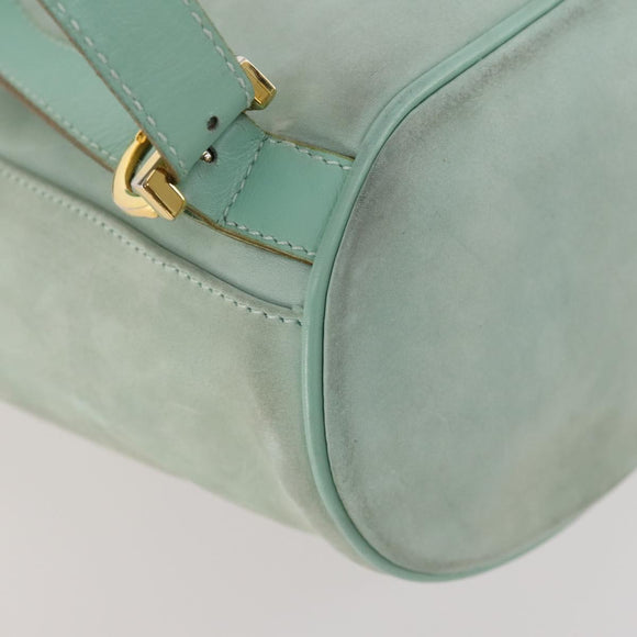 Salvatore Ferragamo Gancini Backpack Suede Green Gold Auth BAZ453