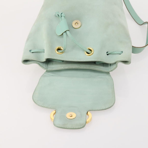 Salvatore Ferragamo Gancini Backpack Suede Green Gold Auth BAZ453
