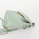 Salvatore Ferragamo Gancini Backpack Suede Green Gold Auth BAZ453-4