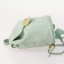 Salvatore Ferragamo Gancini Backpack Suede Green Gold Auth BAZ453-5
