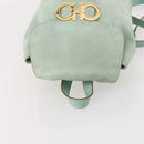 Salvatore Ferragamo Gancini Backpack Suede Green Gold Auth BAZ453-6