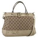GUCCI GG Canvas Pretty Hand Bag 2way Beige Gold 269894 Auth BAZ454-1