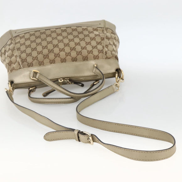 GUCCI GG Canvas Pretty Hand Bag 2way Beige Gold 269894 Auth BAZ454